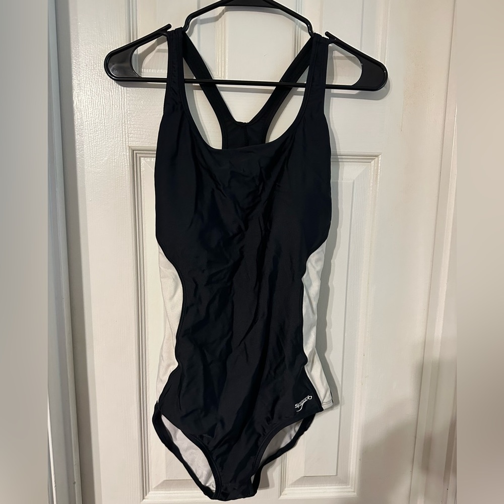 Speedo Black with white sides one piece